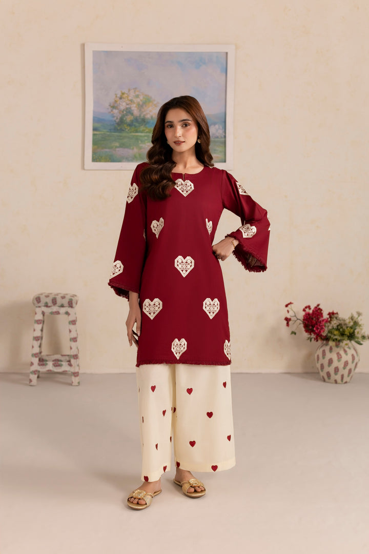 MAROON M001 - 2PC EMBRIODERED