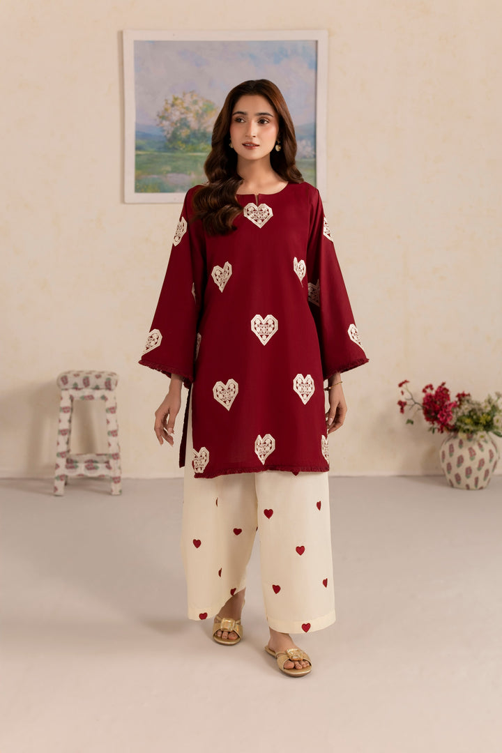MAROON M001 - 2PC EMBRIODERED