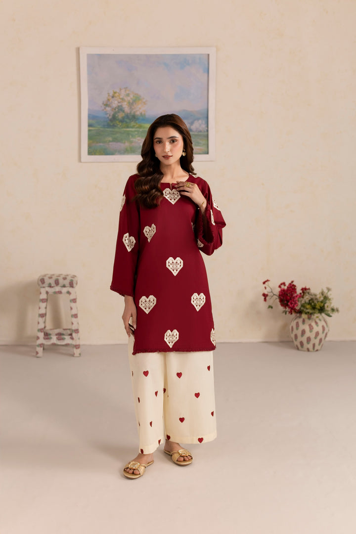 MAROON M001 - 2PC EMBRIODERED