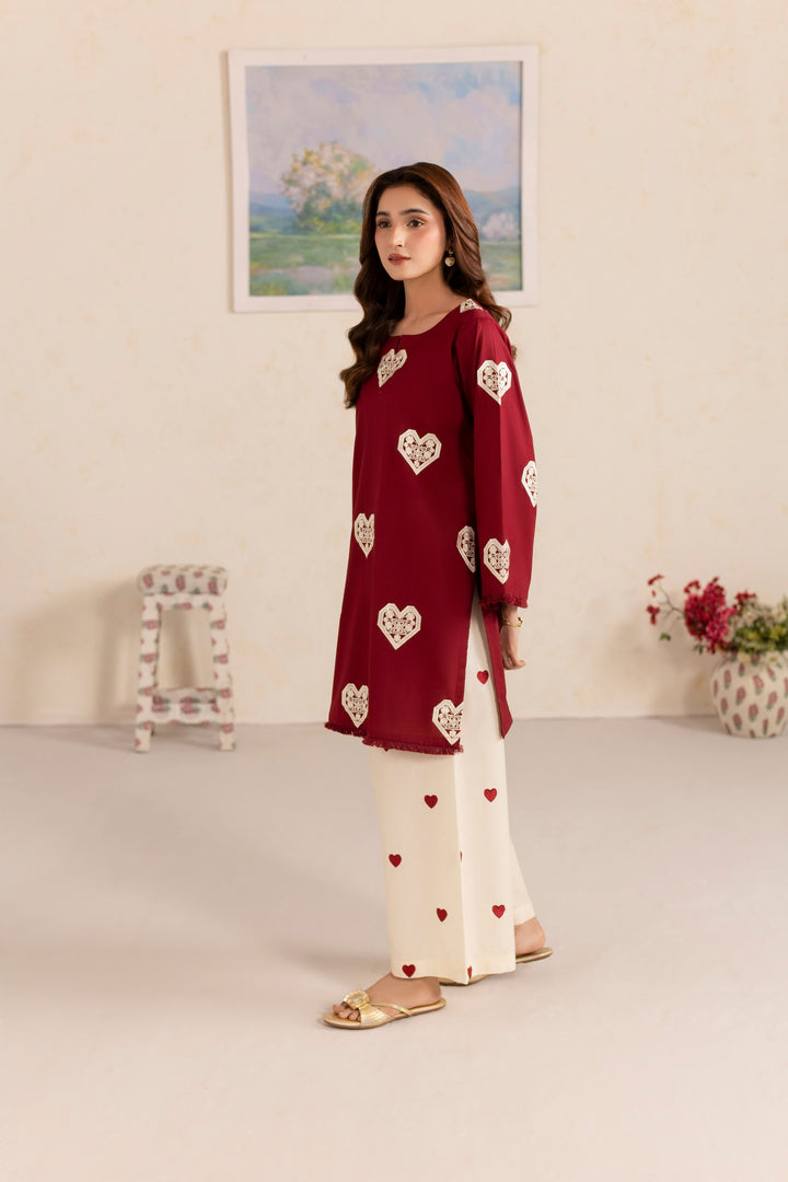 MAROON M001 - 2PC EMBRIODERED