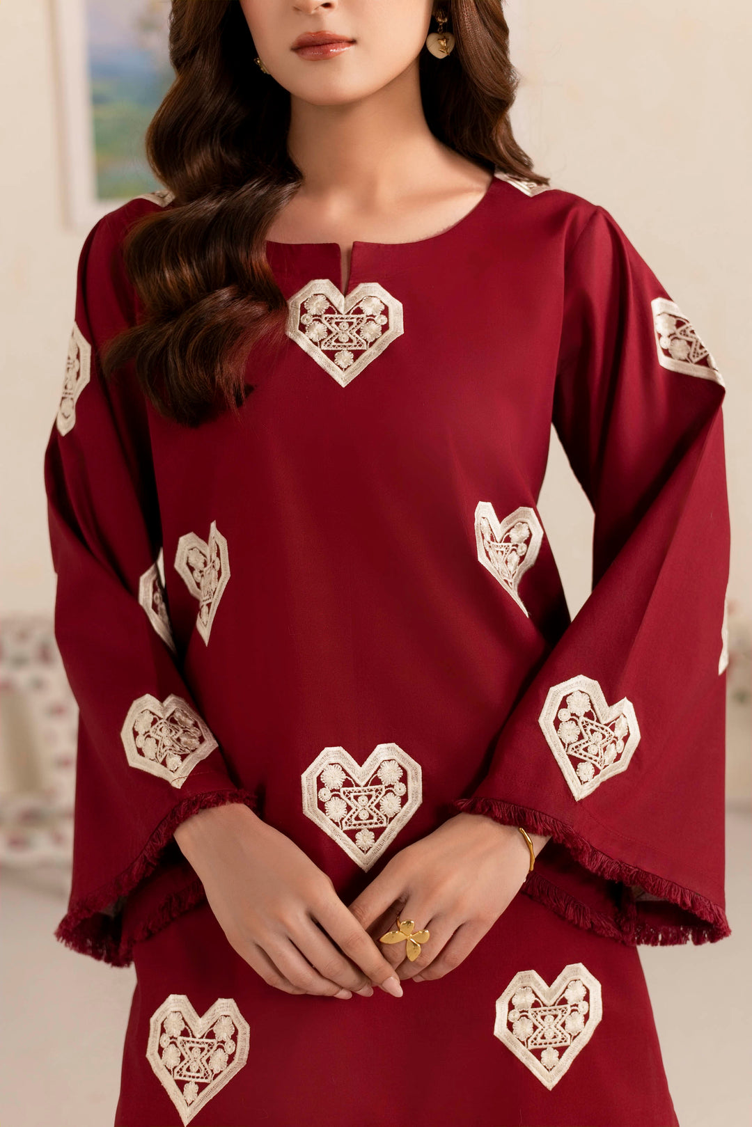 MAROON M001 - 2PC EMBRIODERED