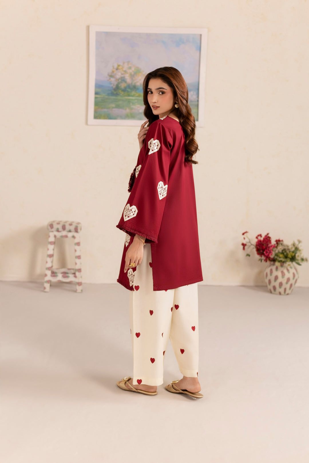 MAROON M001 - 2PC EMBRIODERED