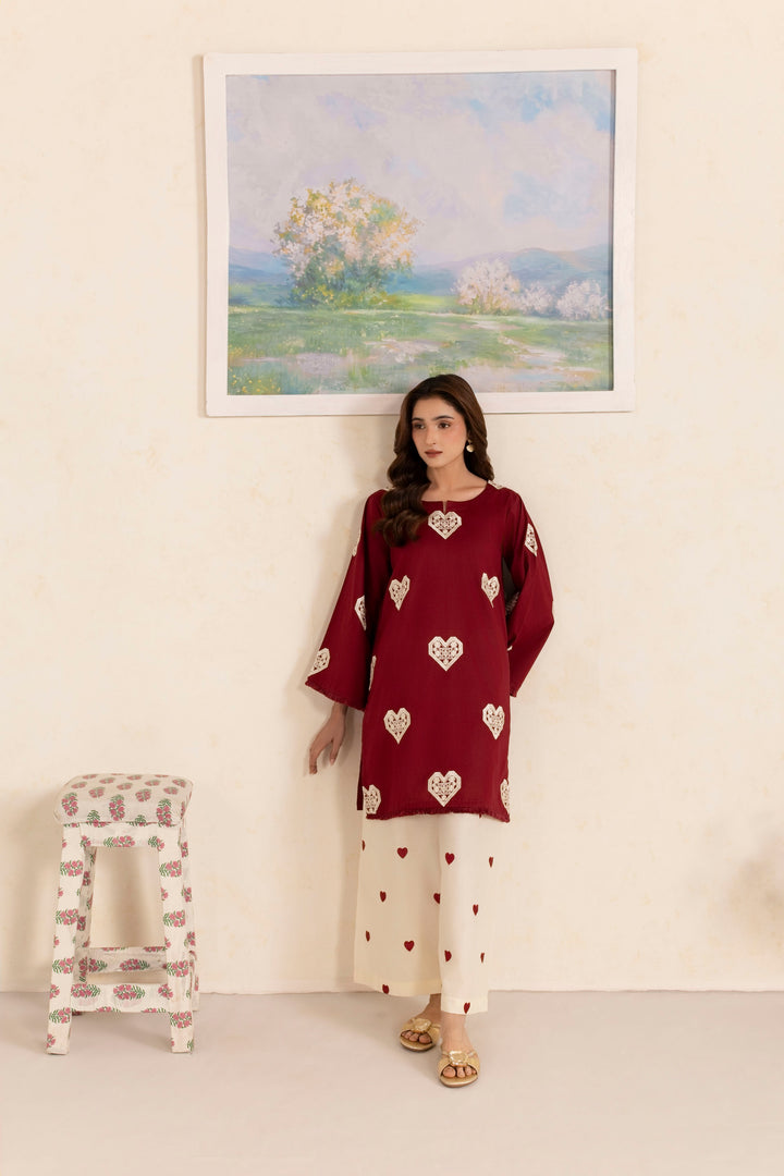 MAROON M001 - 2PC EMBRIODERED