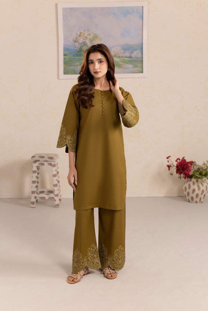 OLIVE O003 - 2PC EMBROIDERED