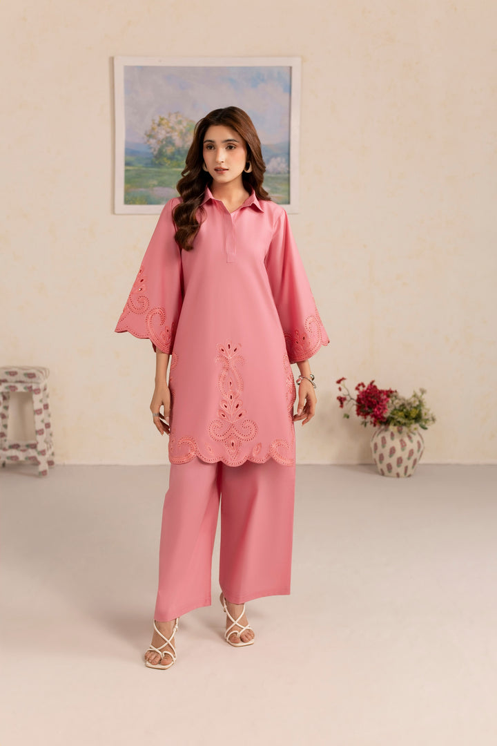 PINK P005 - 2PC EMBROIDERED