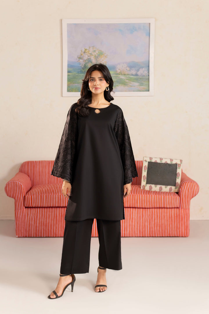 BLACK B007 - 2PC EMBROIDERED