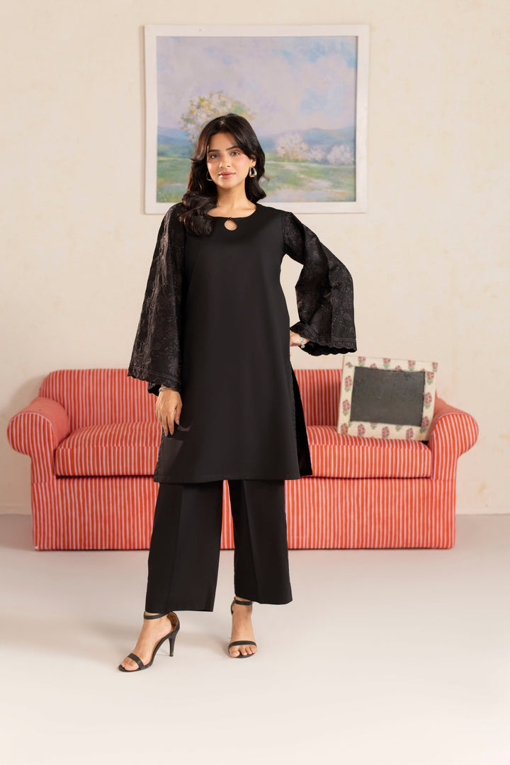 BLACK B007 - 2PC EMBROIDERED