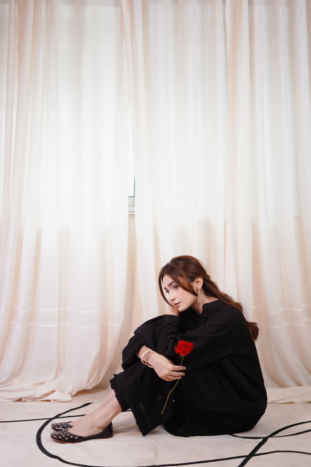 2PC Linen Solid BS04 - Black