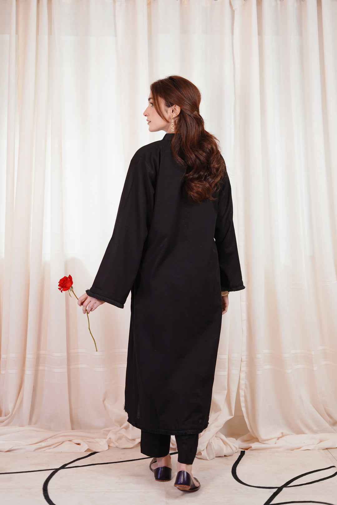 2PC Linen Solid BS04 - Black