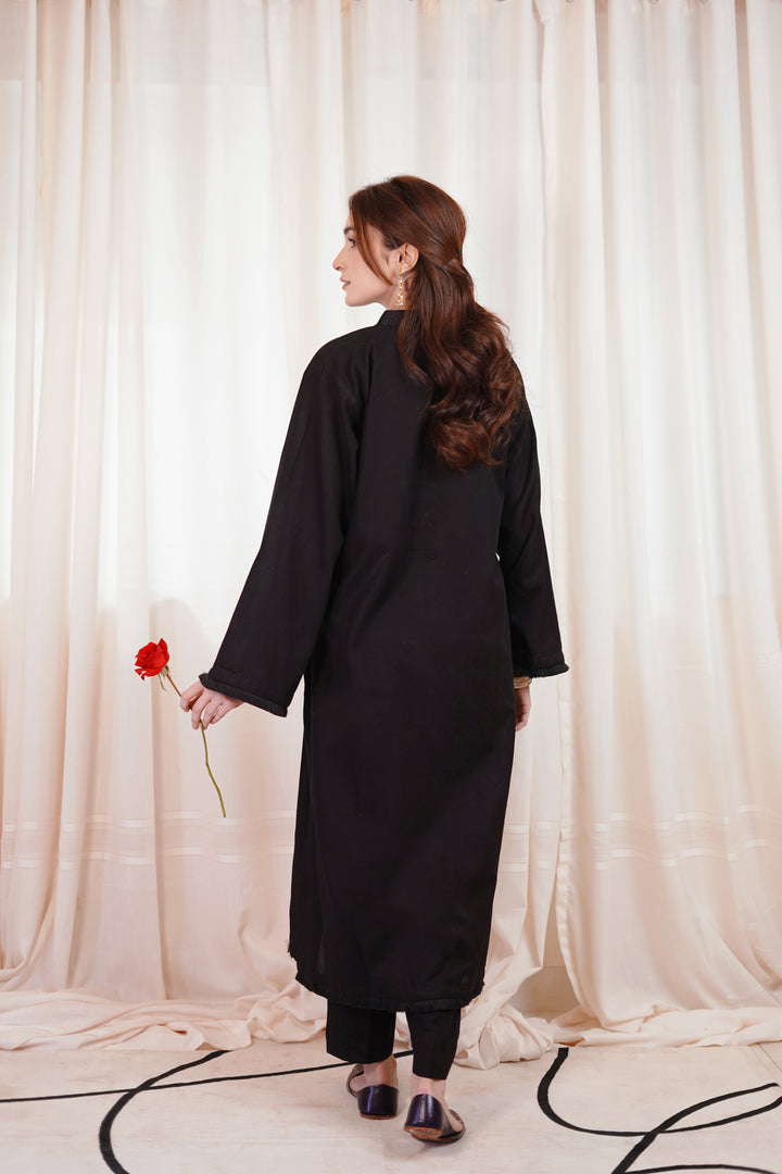 2PC Linen Solid BS04 - Black