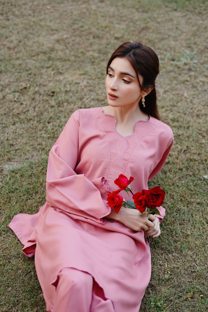 2PC Linen Solid TP08 - Tea Pink