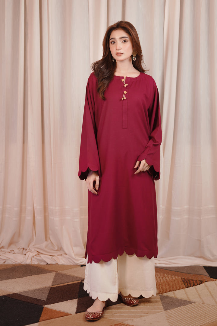 2PC Linen Solid MS01 - Maroon