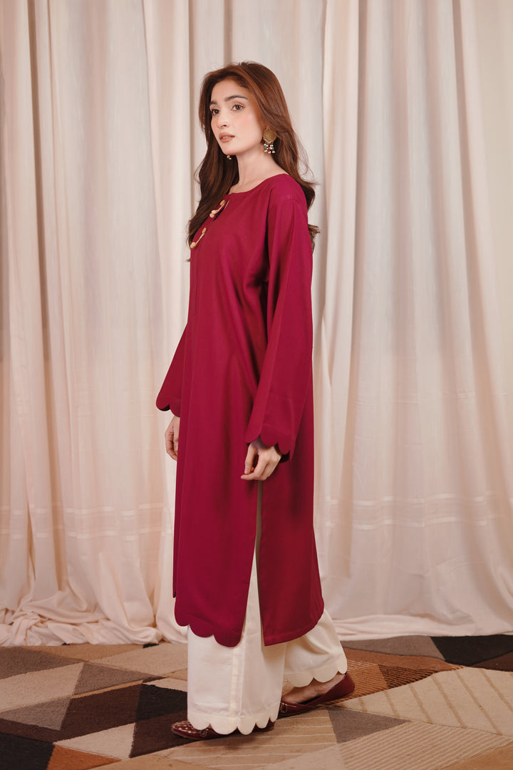 2PC Linen Solid MS01 - Maroon