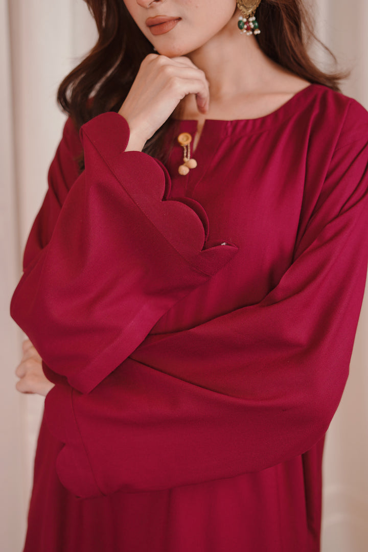 2PC Linen Solid MS01 - Maroon