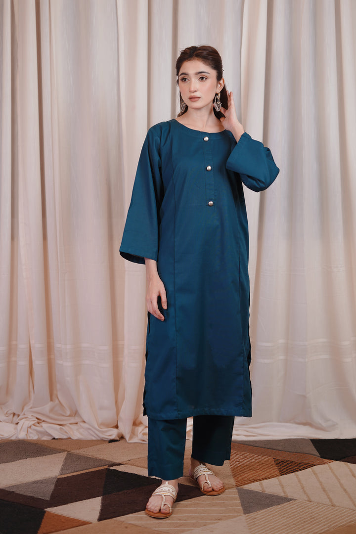 2PC Linen Solid TS03 - Teal