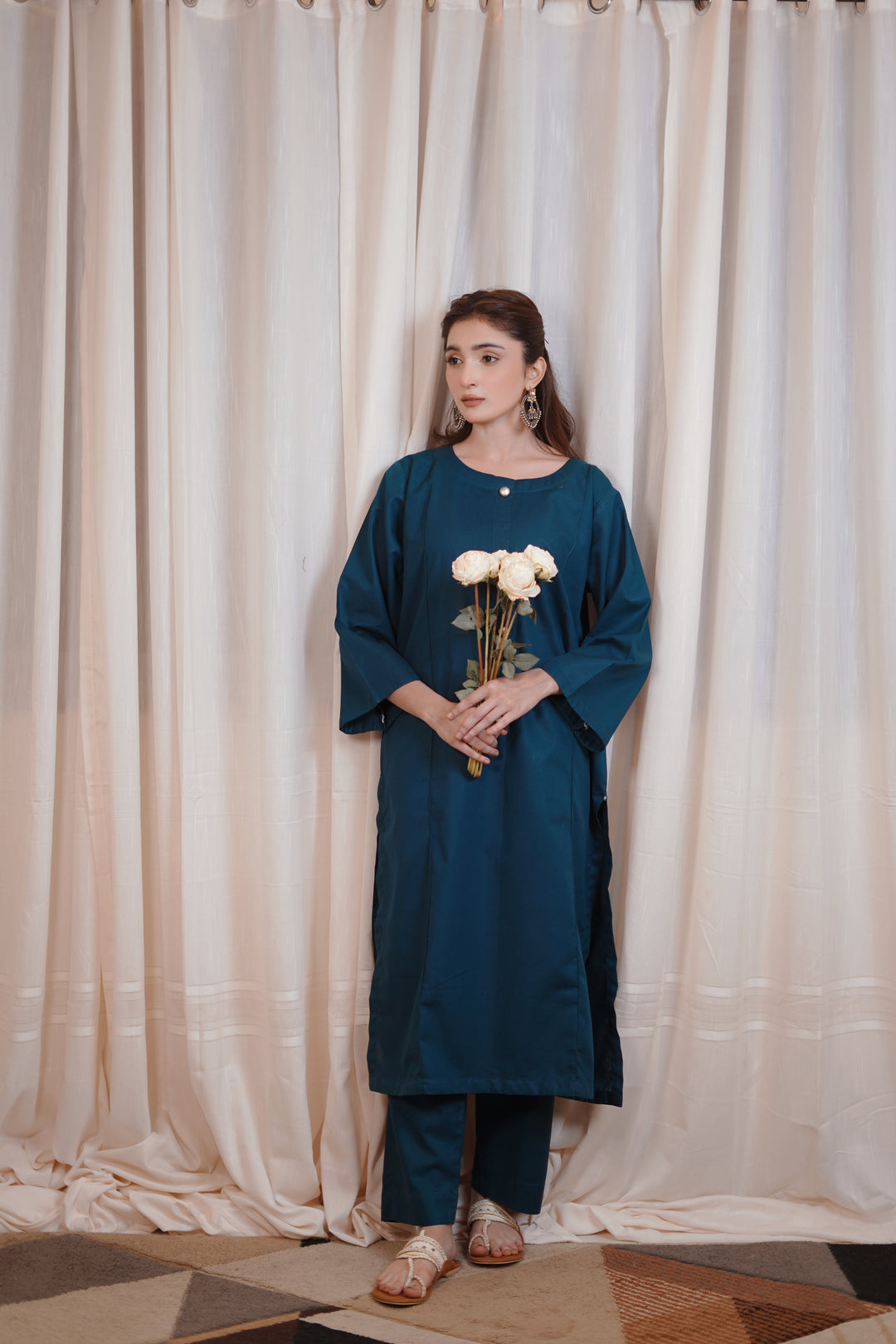 2PC Linen Solid TS03 - Teal