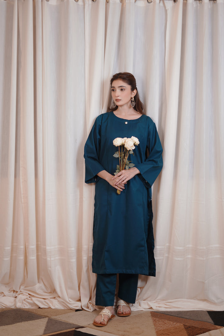 2PC Linen Solid TS03 - Teal