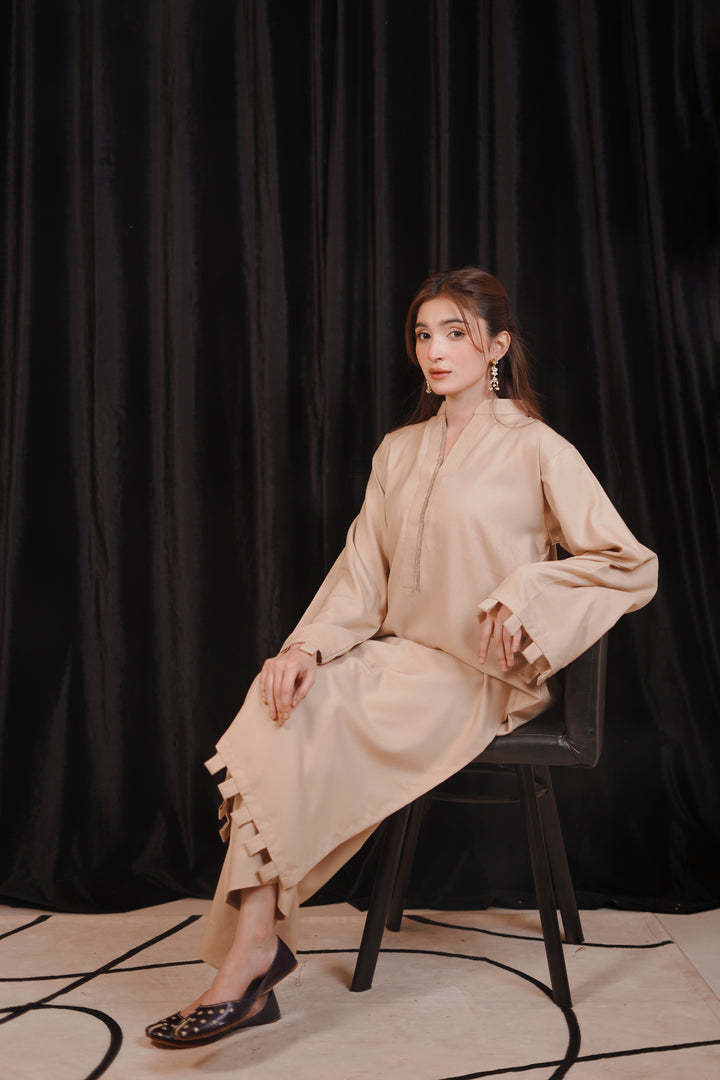 2PC Linen Solid CS05 - Camel