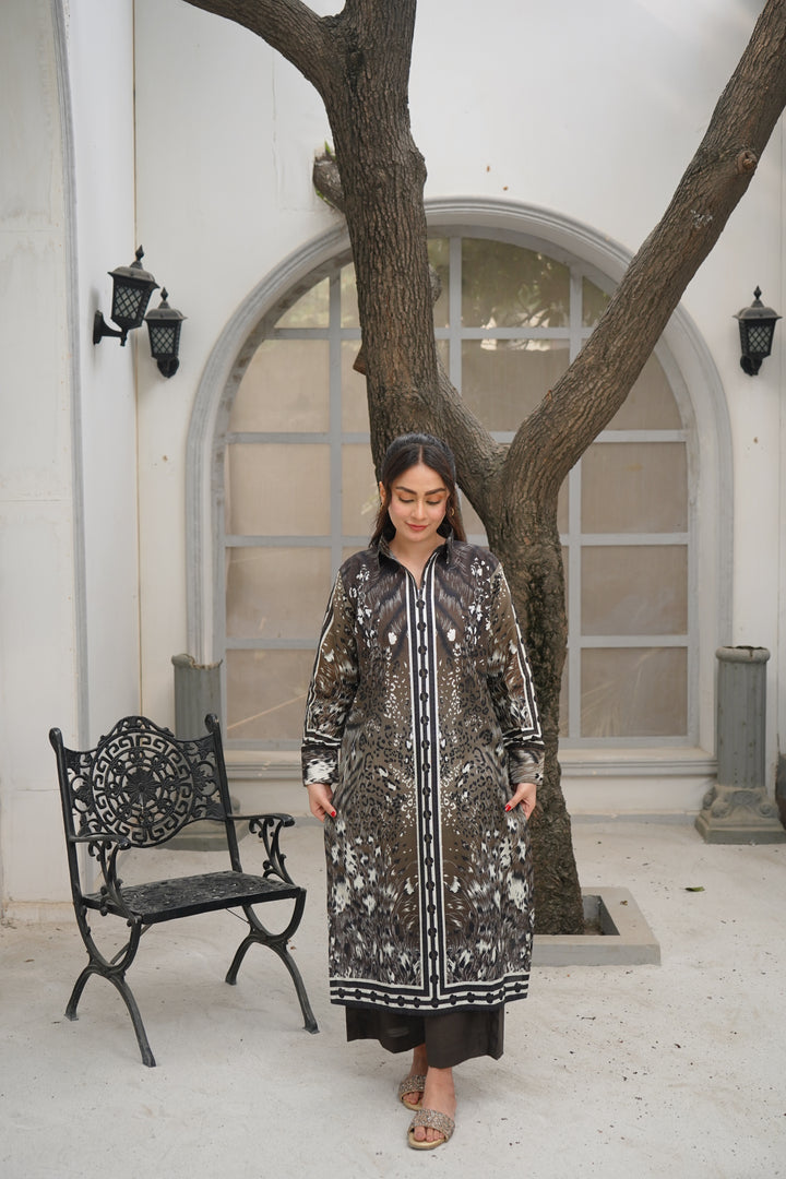 2PC OLIVE GREEN & BLACK KHADDAR - 11