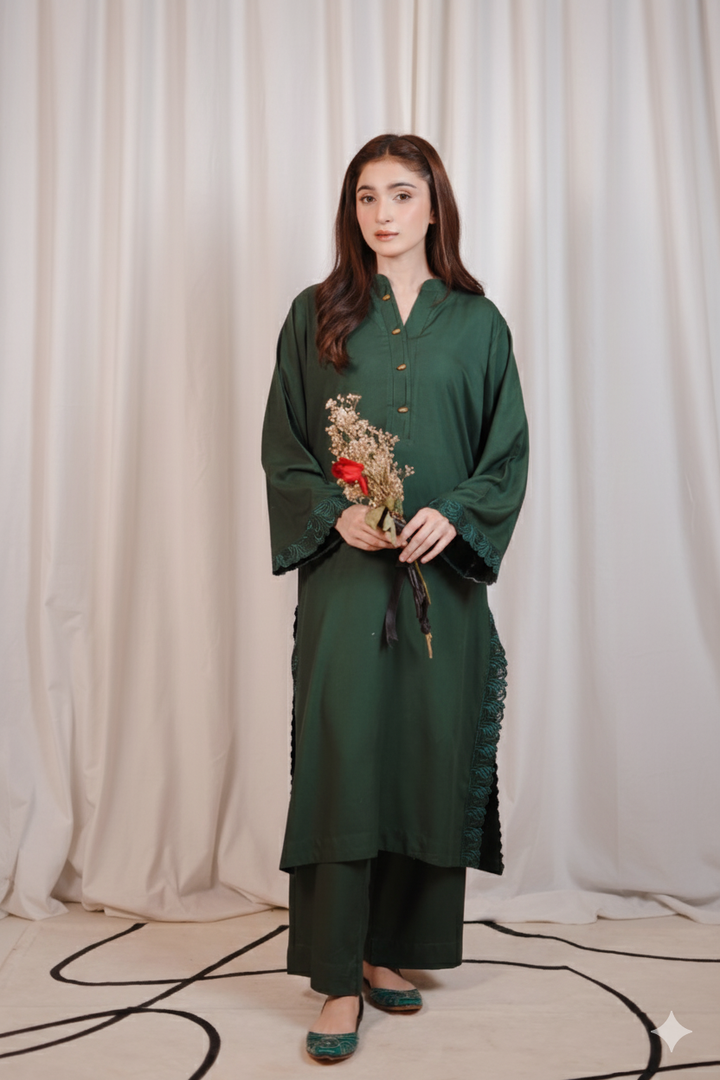 2PC Linen Solid GS06 - Green