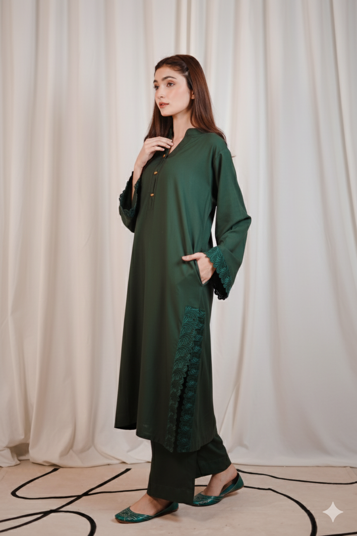 2PC Linen Solid GS06 - Green