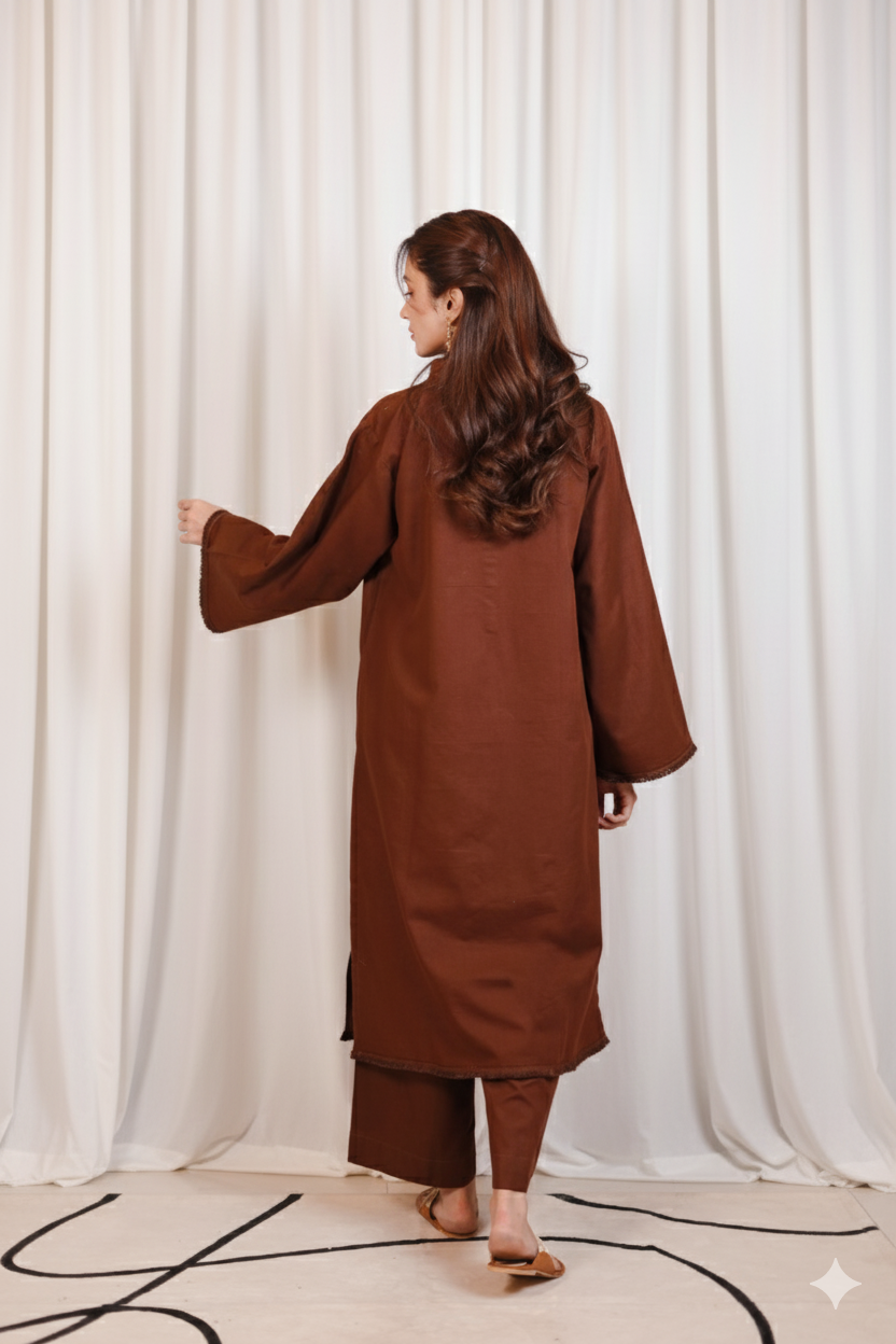 2PC Linen Solid CBS07 - Chocolate Brown