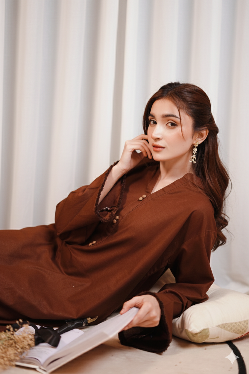 2PC Linen Solid CBS07 - Chocolate Brown