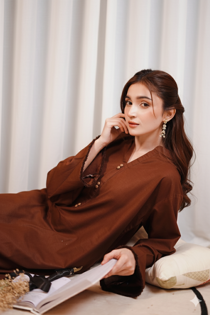 2PC Linen Solid CBS07 - Chocolate Brown