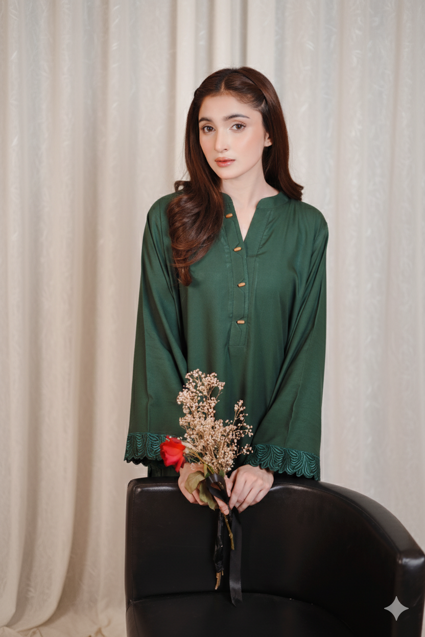 2PC Linen Solid GS06 - Green