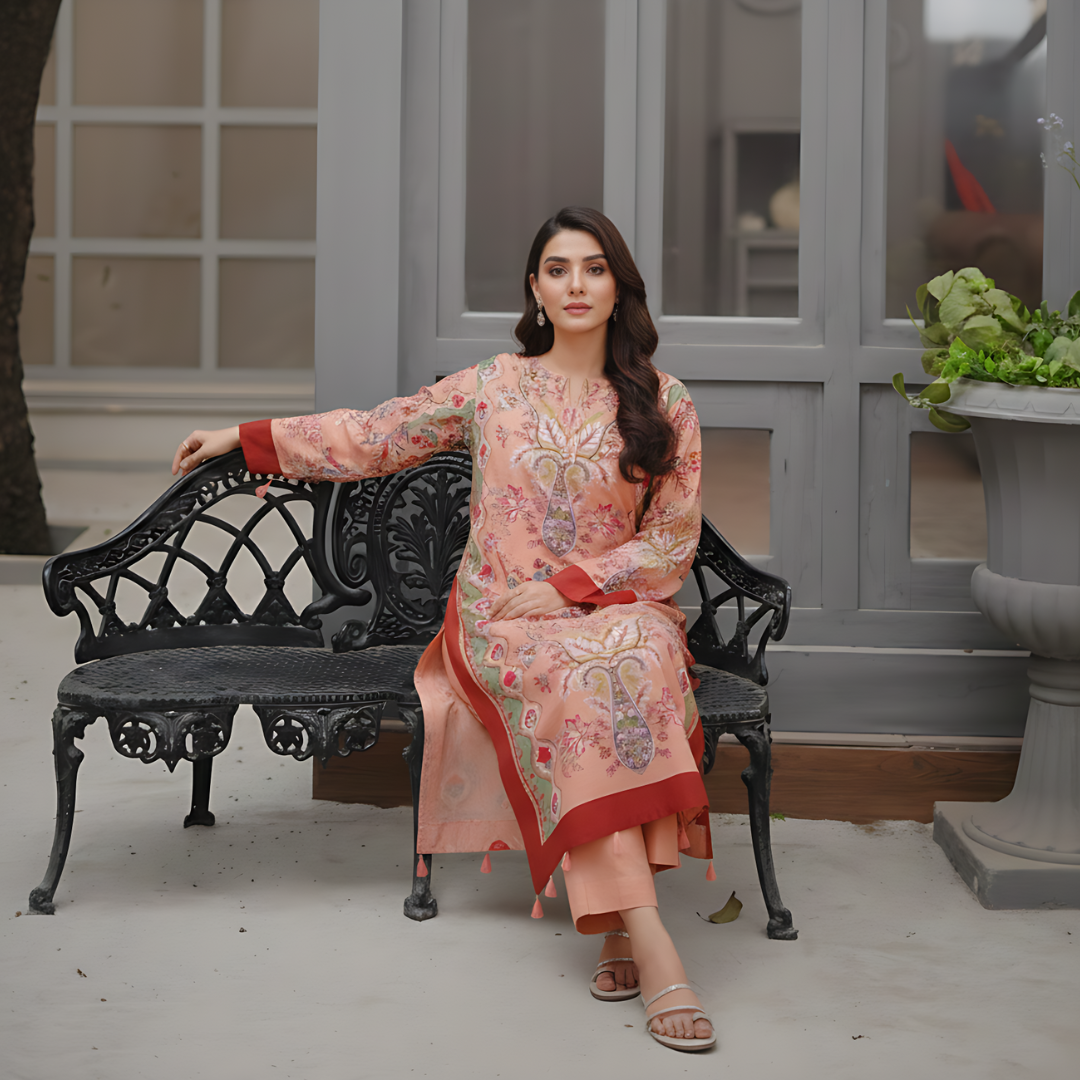 2PC PEACHY PINK KHADDAR - 04