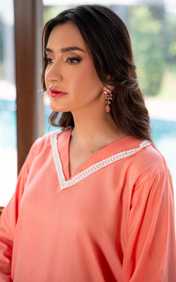 2PC STITCHED - PEACH SOLID SP8