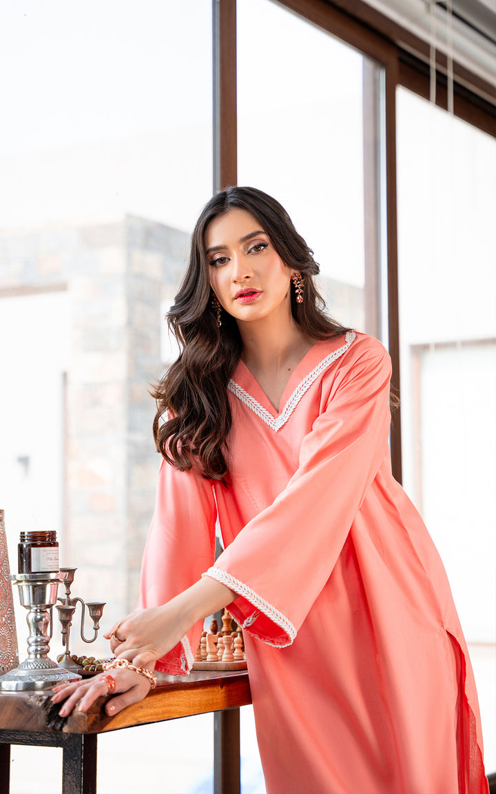 2PC STITCHED - PEACH SOLID SP8