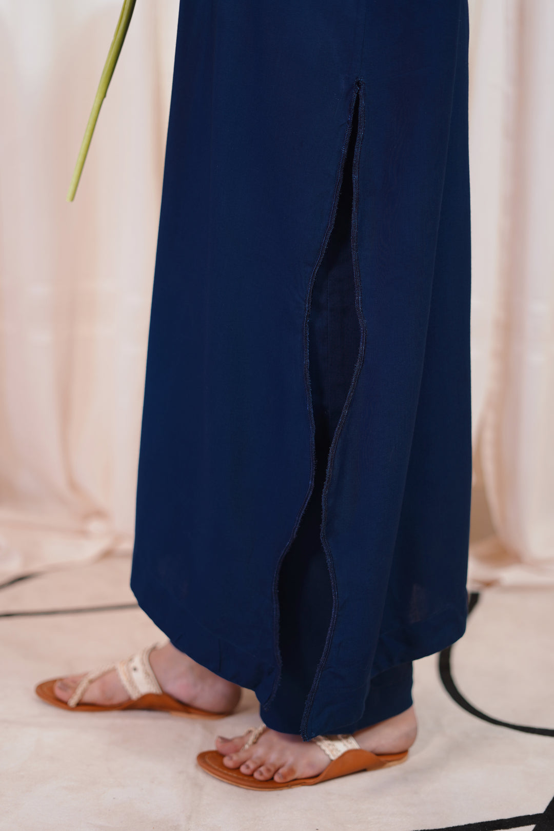 2PC Linen Solid NB10 - Navy Blue