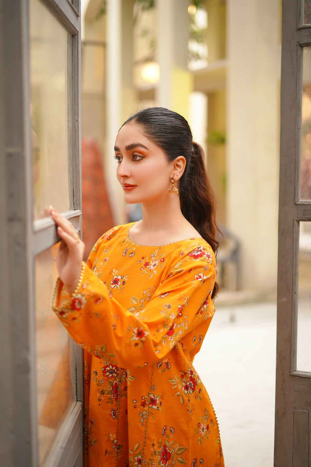 STITCHED 2PC YELLOW KHADDAR - 10