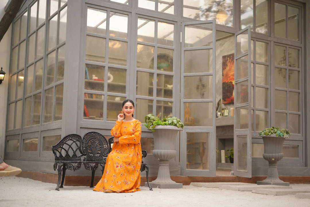 STITCHED 2PC YELLOW KHADDAR - 10