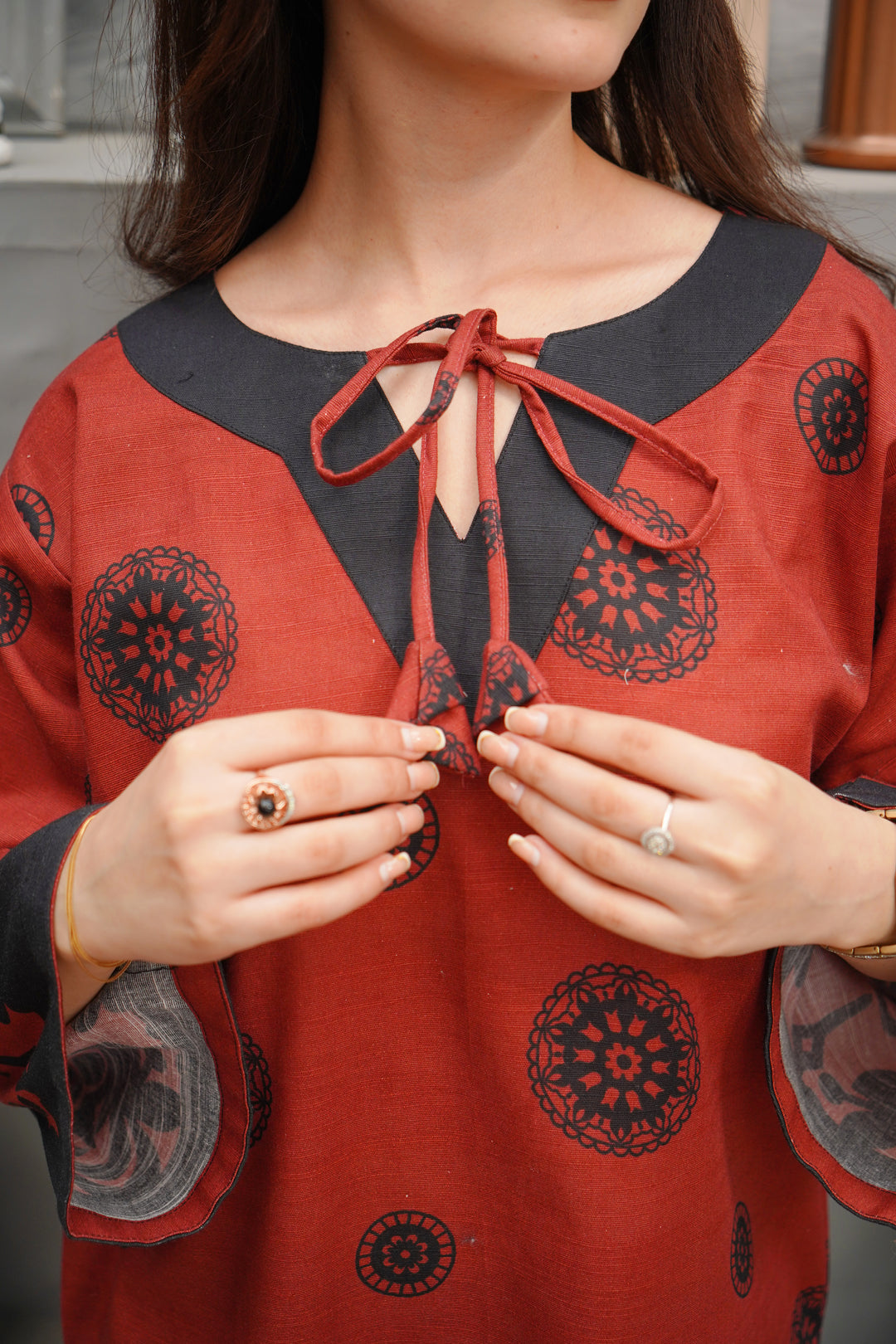 2PC MAROON & BLACK KHADDAR - 03