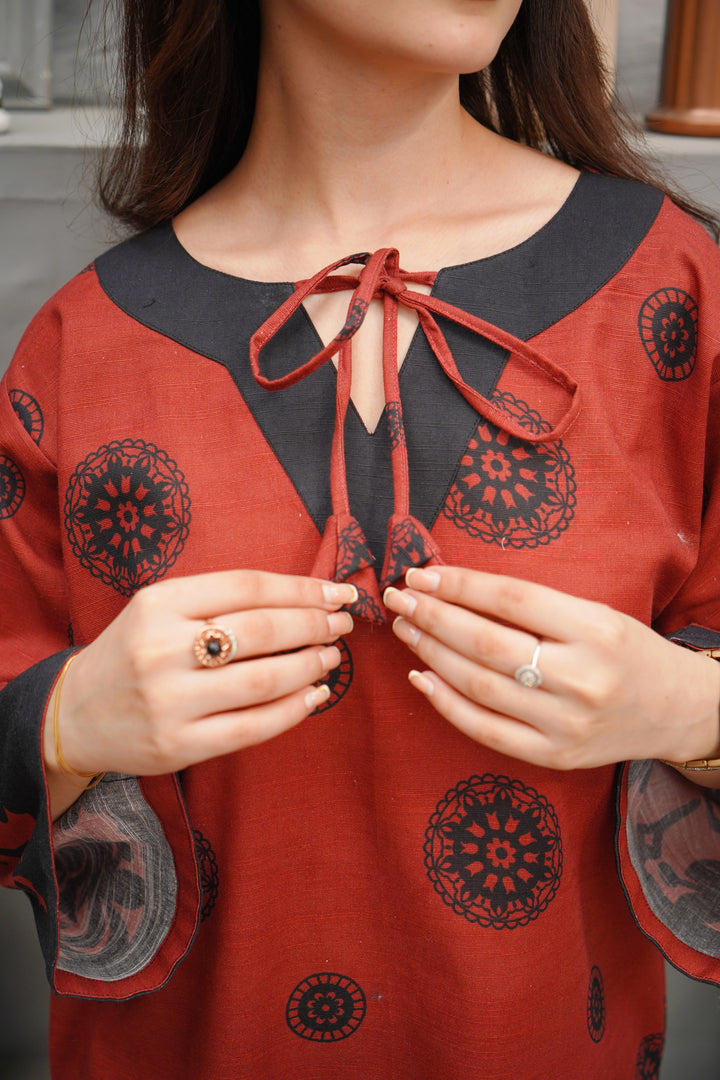 2PC MAROON & BLACK KHADDAR - 03