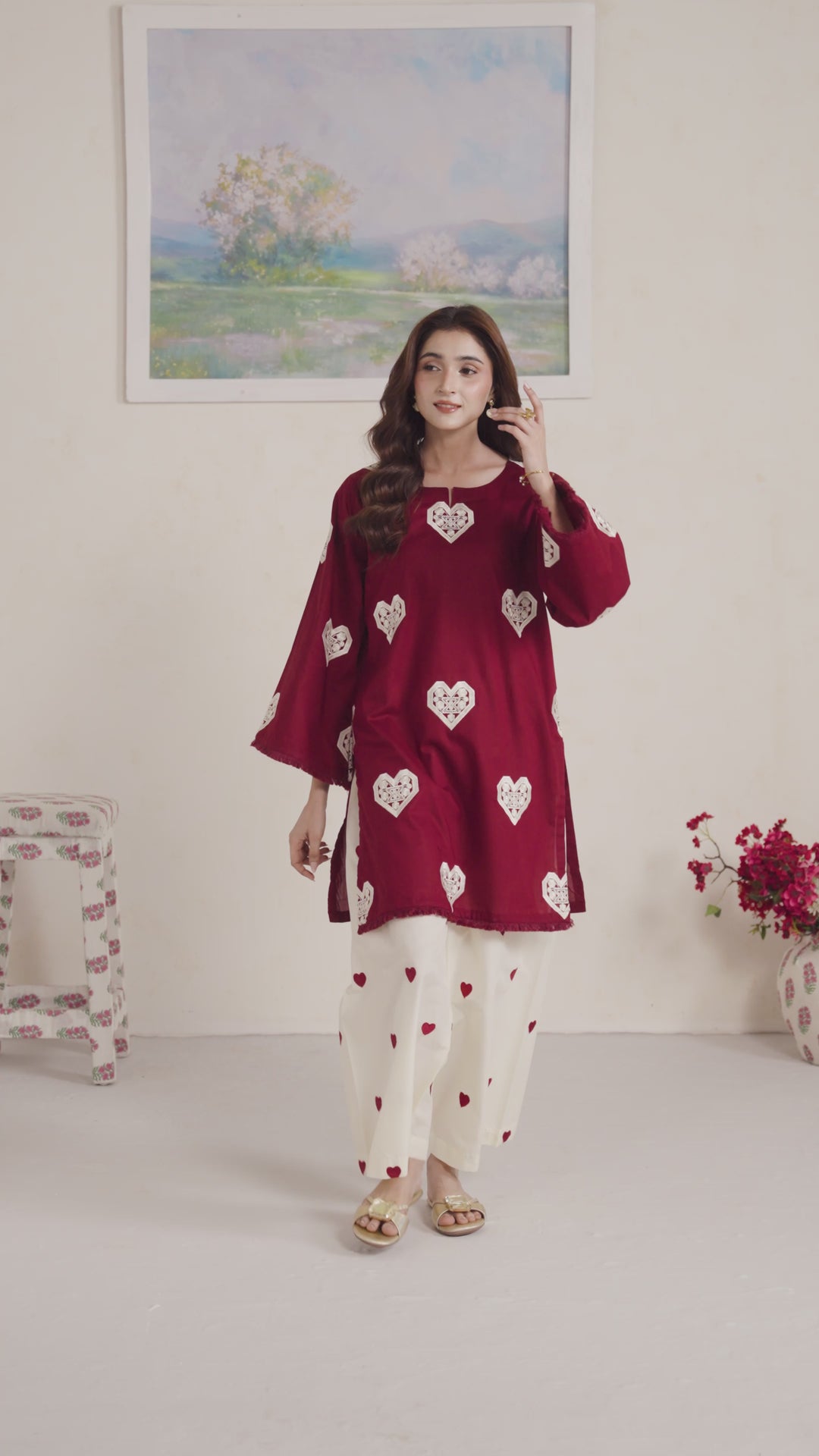 MAROON M001 - 2PC EMBRIODERED